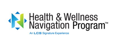 Health and wellness navigation logo with abstract blue and green human figures file name